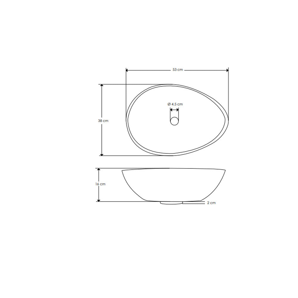 Lavabo da appoggio modello Sodo Basin in resina cm 53x38x16h di Cipi - Bianco