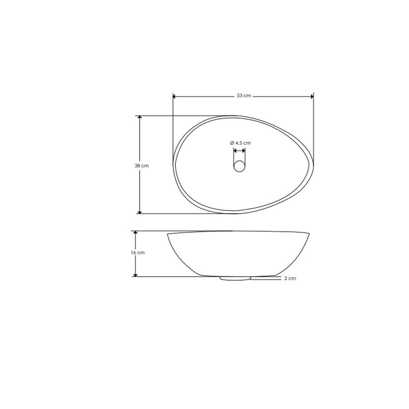 Lavabo da appoggio modello Sodo Basin in resina cm 53x38x16h di Cipi - Bianco