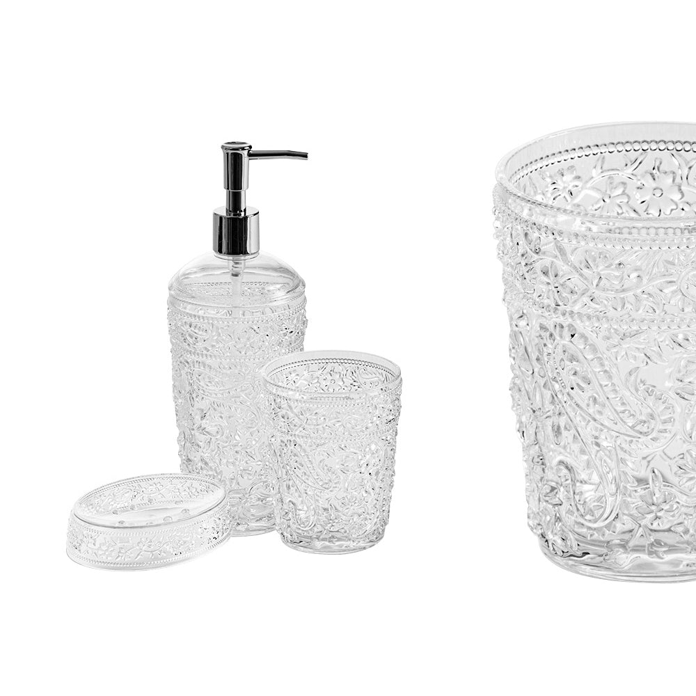 Set Accessori Bagno Cipà¬ collezione Paisley in Pet decorato a rilievo trasparente by CeramicStore | Lo specialista del tuo bagno