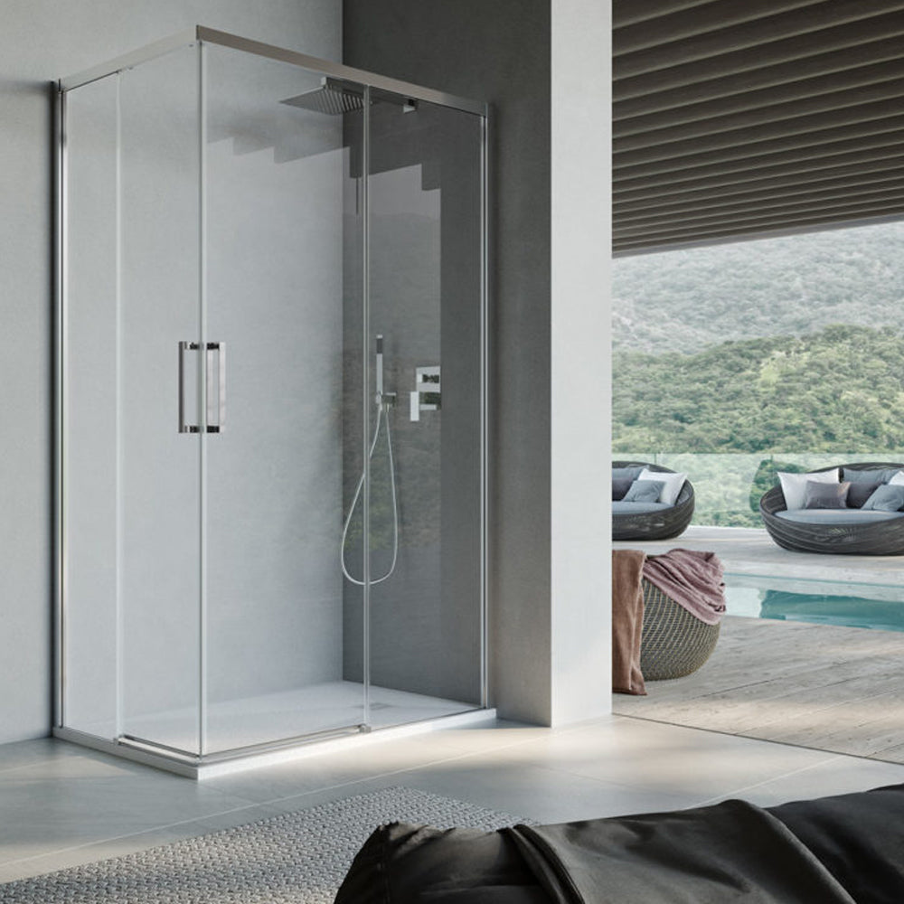 Box doccia quadrato con apertura scorrevole angolare cm 70x80 modello Lauren in cristallo temperato mm 8 - LATO DESTRO by CeramicStore | Lo specialista del tuo bagno