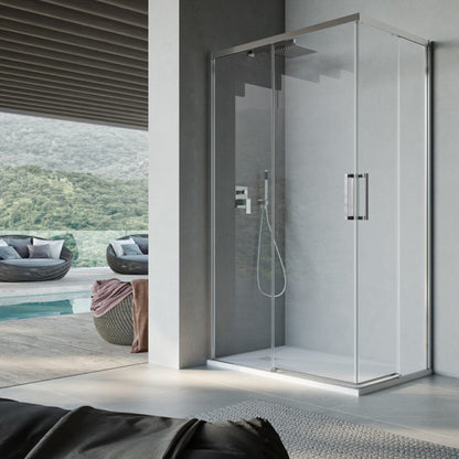 Box doccia rettangolare con apertura angolare cm 80x90 modello Lauren in cristallo temperato mm 8 -LATO SINISTRO by CeramicStore | Lo specialista del tuo bagno
