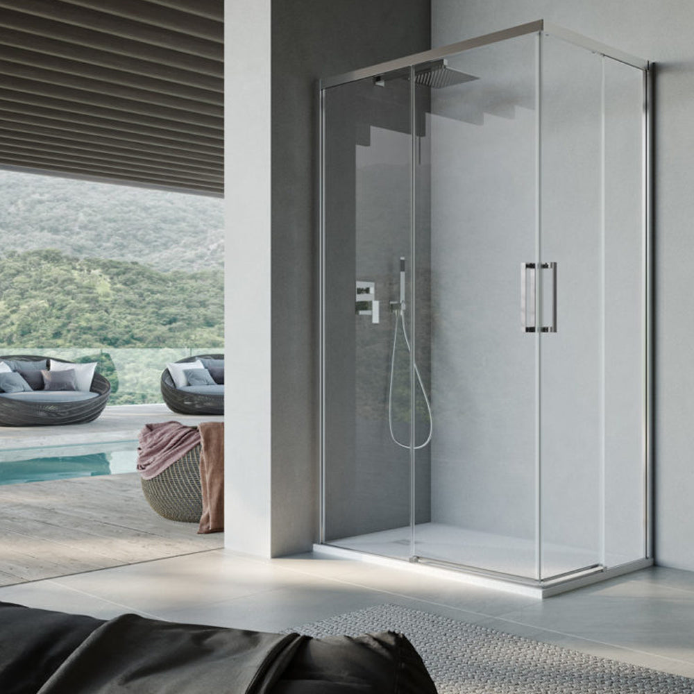 Box doccia rettangolare con apertura angolare cm 100x70 modello Lauren in cristallo temperato mm 8 -LATO SINISTRO by CeramicStore | Lo specialista del tuo bagno