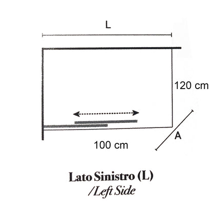 Box doccia rettangolare con apertura angolare cm 100x120 modello Lauren in cristallo temperato mm 8 -LATO SINISTRO by CeramicStore | Lo specialista del tuo bagno