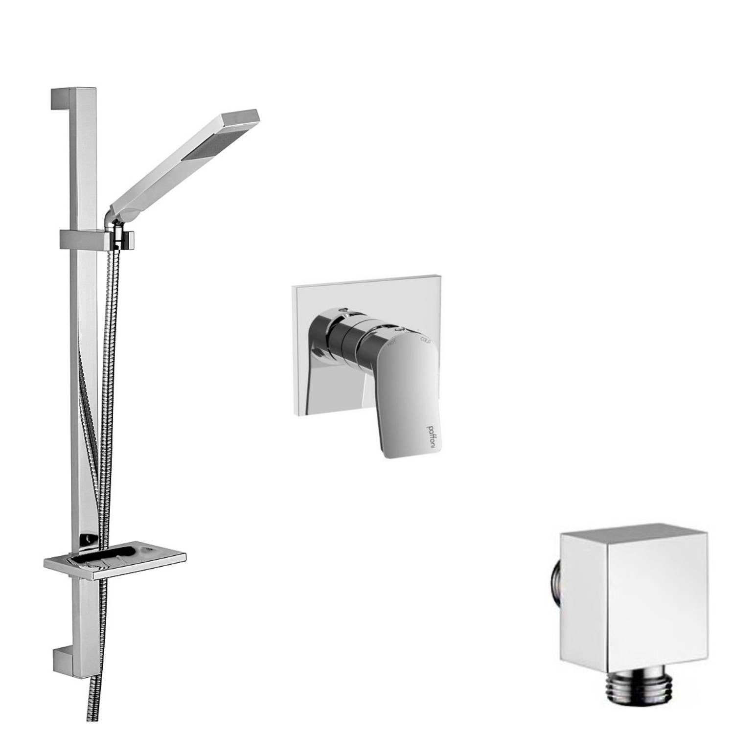 Set saliscendi level con portasapone, miscelatore incasso doccia e presa d'acqua a muro Paffoni by CeramicStore | Lo specialista del tuo bagno