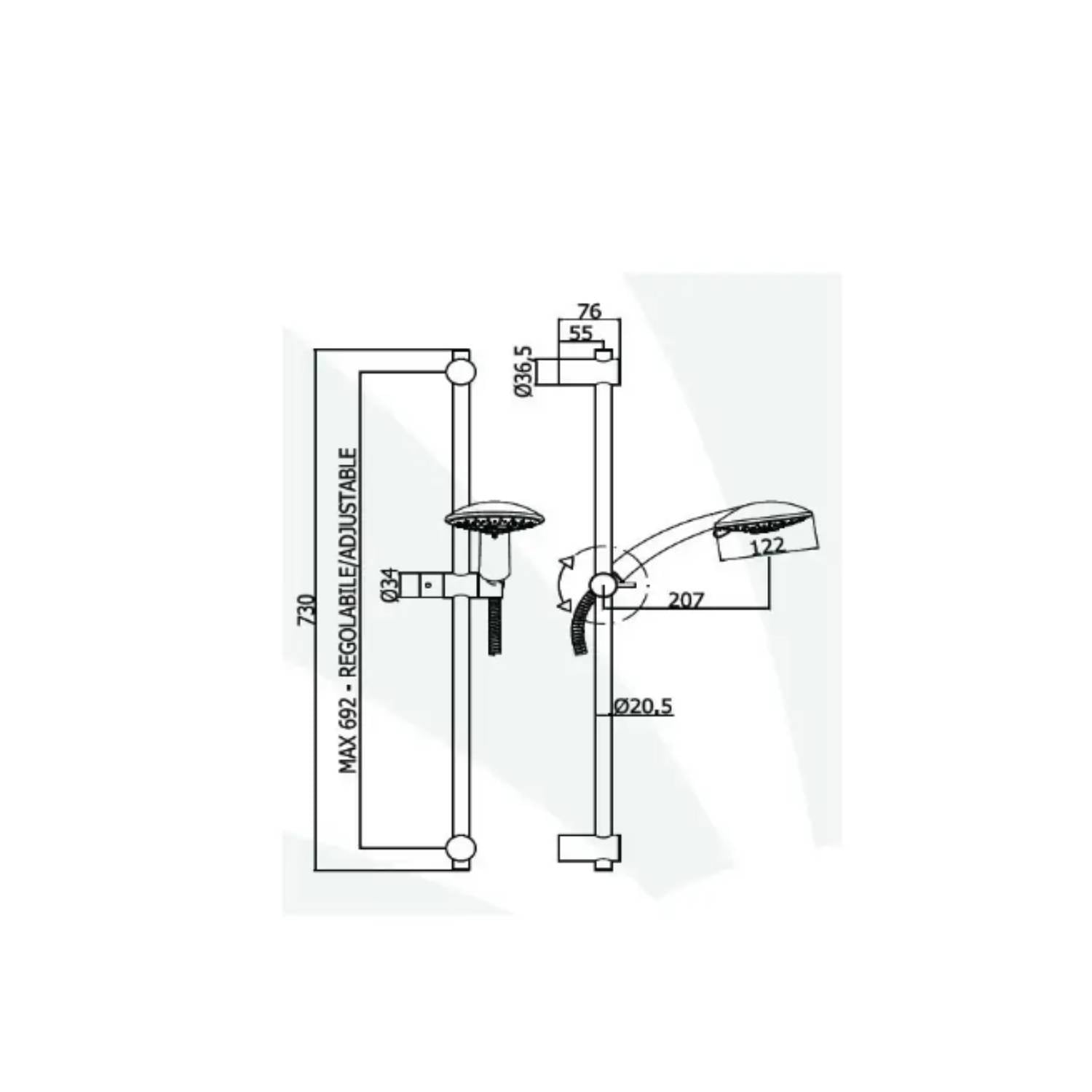 Set saliscendi con asta per doccia, miscelatore incasso 1 uscita e presa d'acqua a muro Paffoni by CeramicStore | Lo specialista del tuo bagno