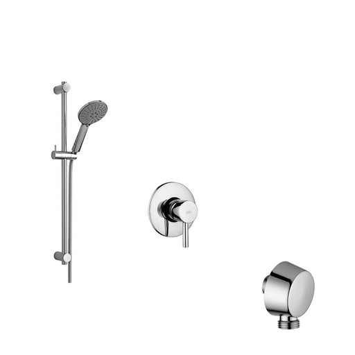 Set saliscendi con asta in metallo, miscelatore doccia incasso e presa d'acqua tonda a muro, Paffoni by CeramicStore | Lo specialista del tuo bagno