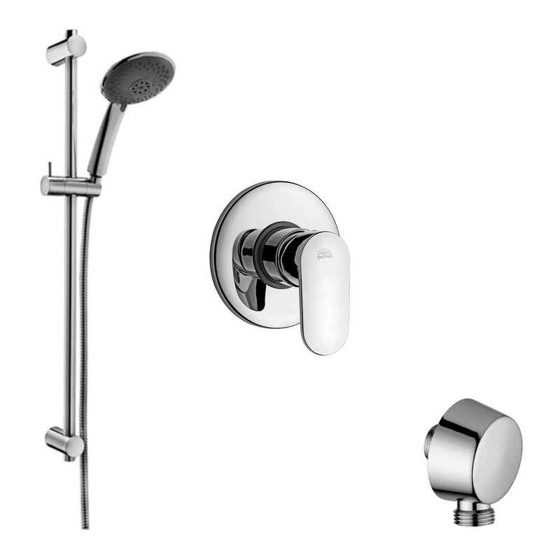 Set saliscendi con asta, miscelatore incasso ottone cromo lucido e presa d'acqua tonda a muro Paffoni by CeramicStore | Lo specialista del tuo bagno