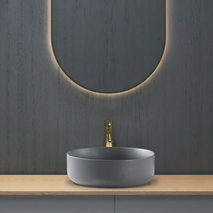 Lavabo da appoggio tondo diametro 40 cm Grigio Opaco Ceramica Althea collezione WIN con piletta inclusa