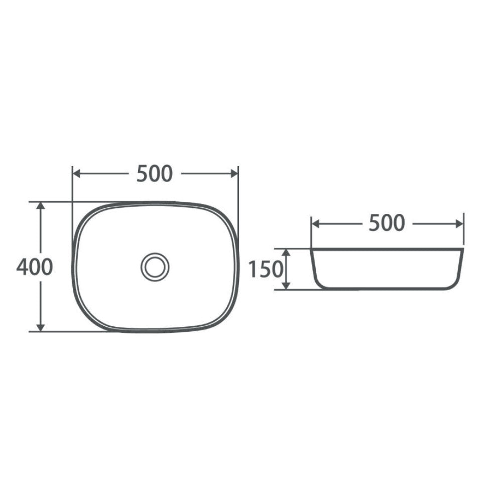 Lavabo da appoggio Rettangolare 50x40 cm Ecrà¹ Ceramica Althea collezione LAP con piletta inclusa