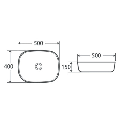 Lavabo da appoggio Rettangolare 50x40 cm Ecrà¹ Ceramica Althea collezione LAP con piletta inclusa