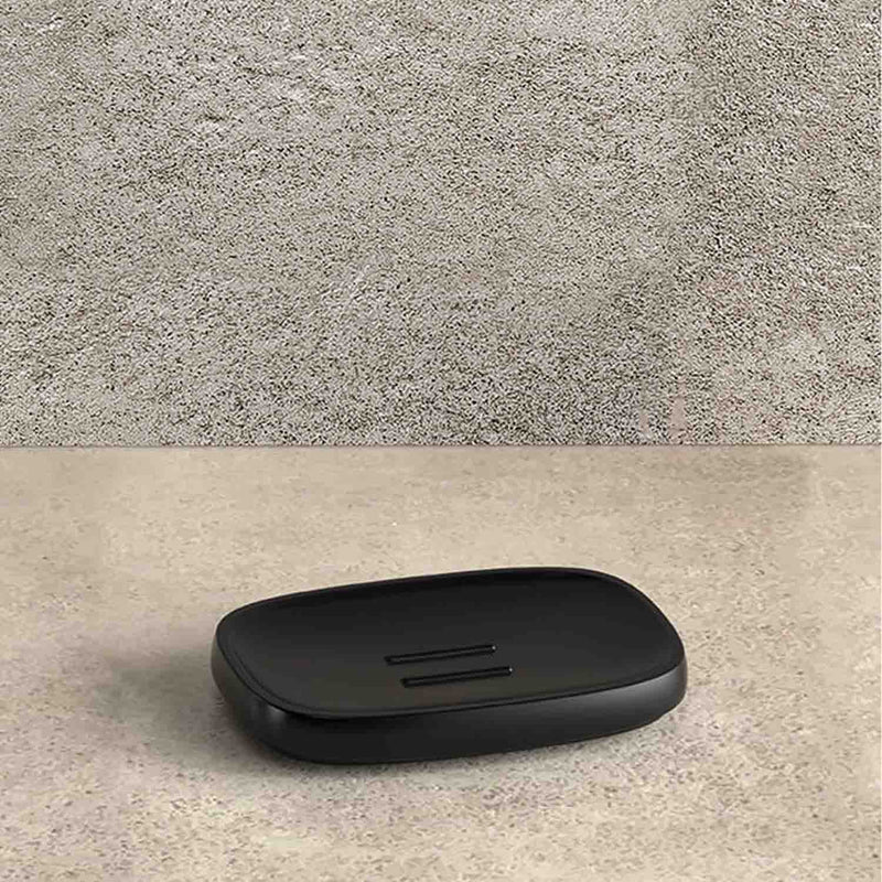 Porta sapone d'appoggio in ottone nero collezione Trenta di Colombo Design