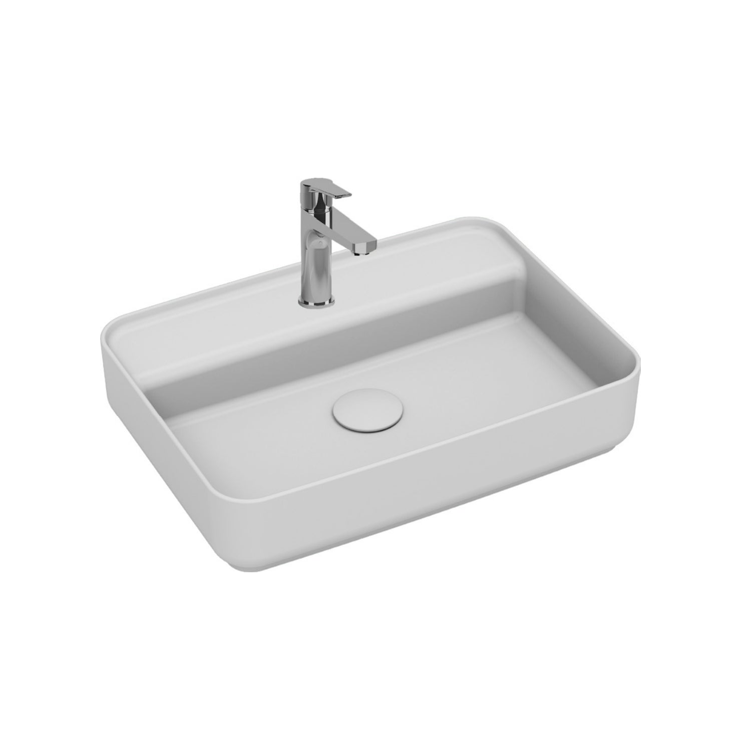 Lavabo d'appoggio rettangolare con foro BathCore serie Infinity 55x40 color Bianco Opaco