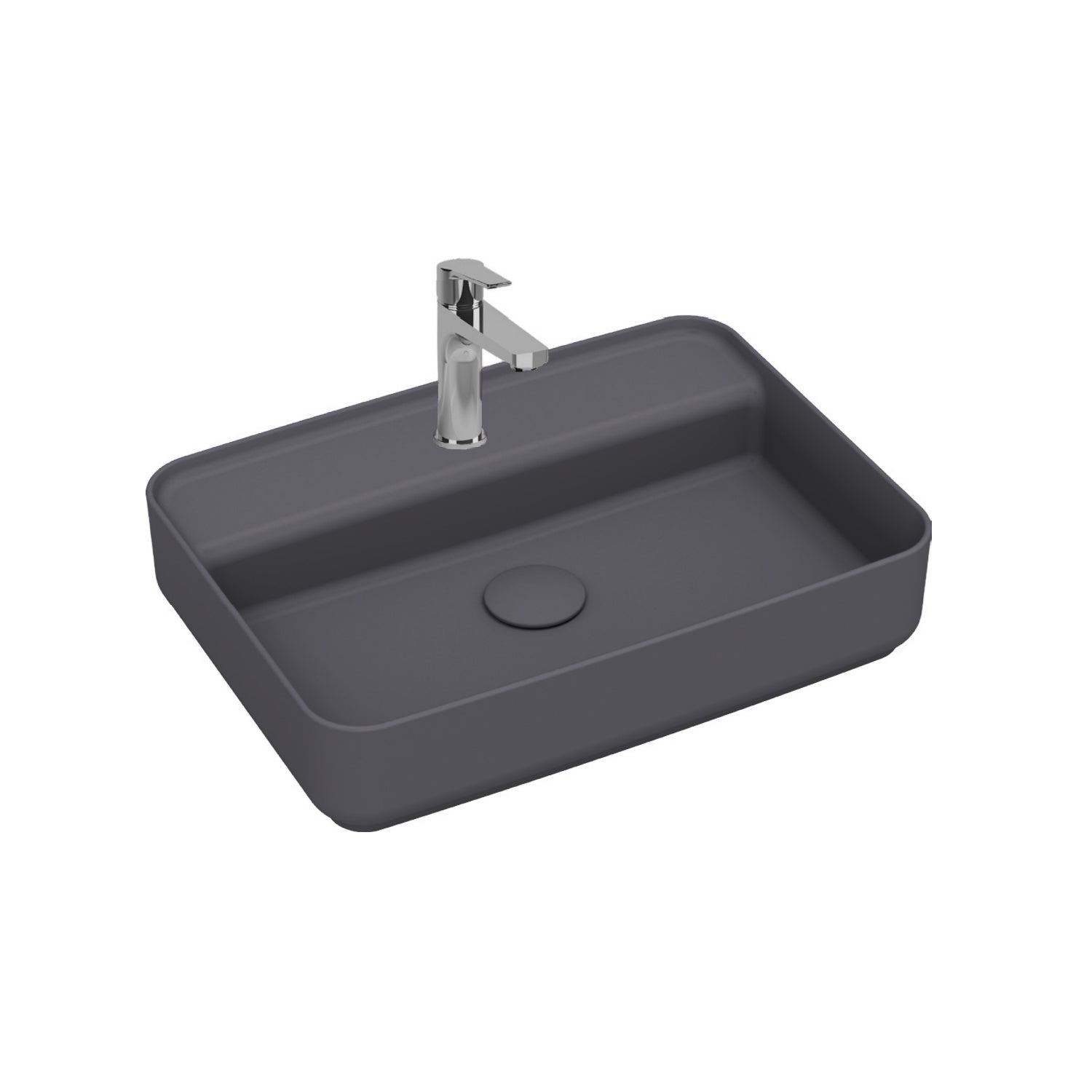 Lavabo d'appoggio rettangolare con foro BathCore serie Infinity 55x40 color Antracite Opaco