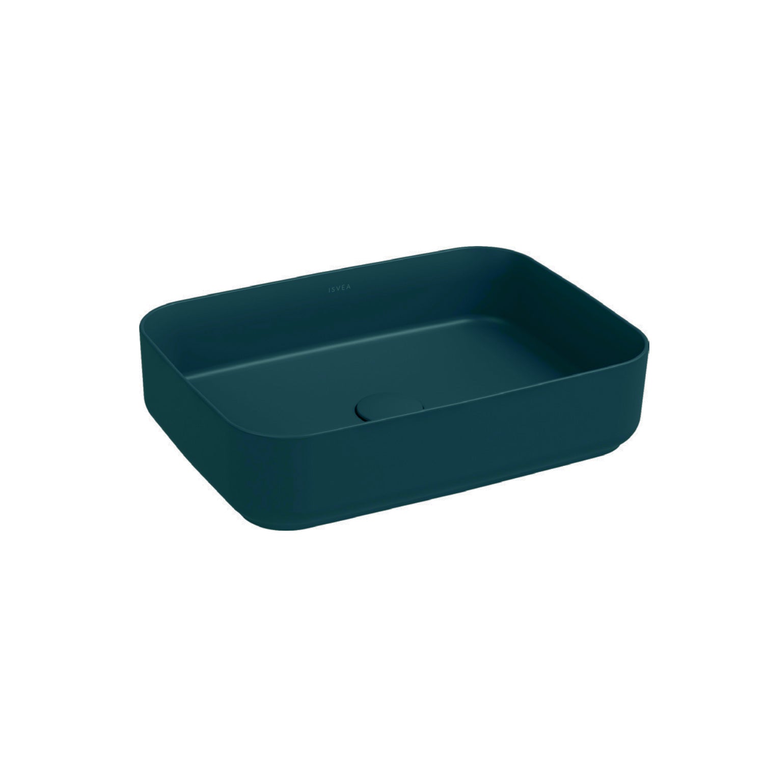 Lavabo d'appoggio rettangolare senza foro BathCore serie Infinity 50x36 color Verde Petrolio Opaco