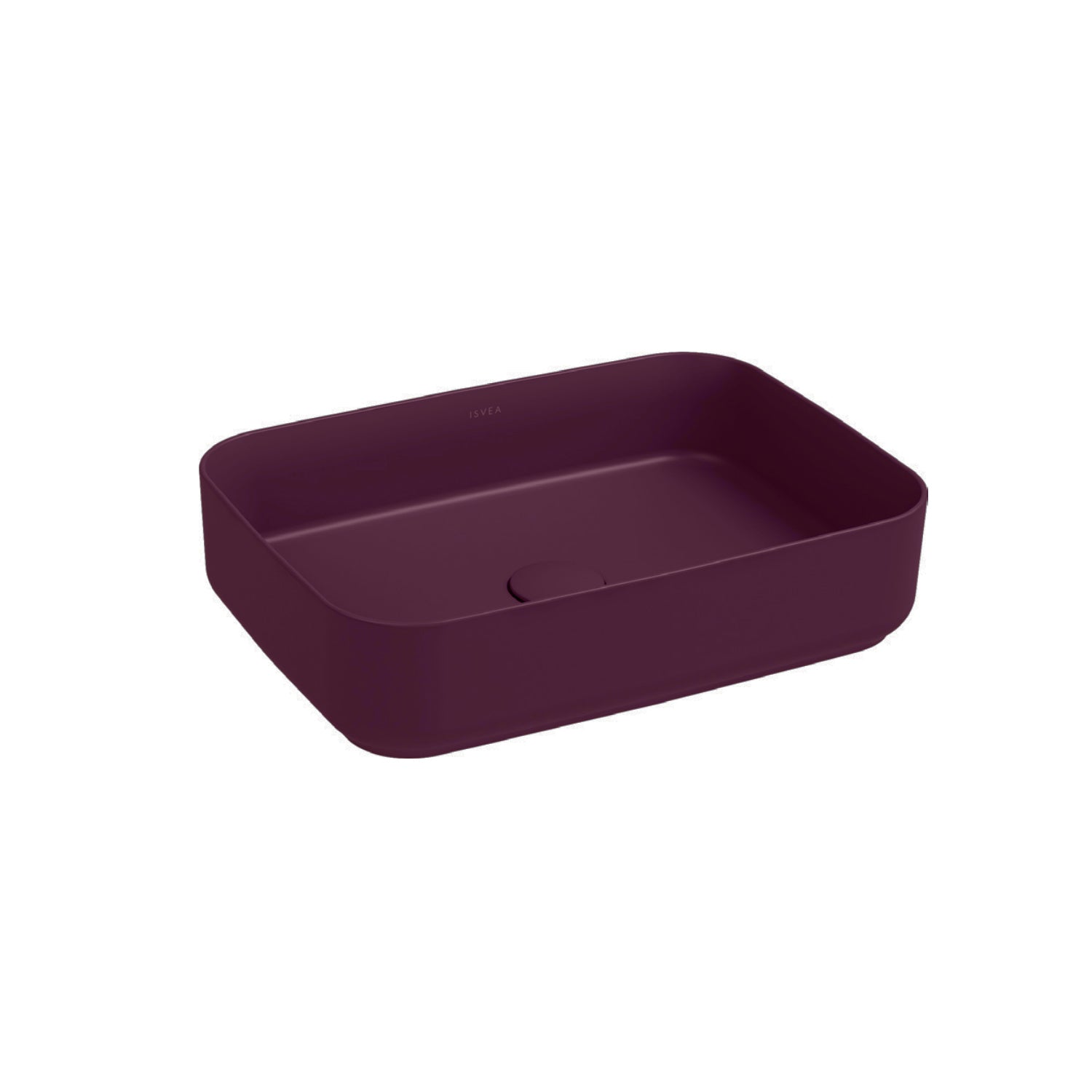 Lavabo d'appoggio rettangolare senza foro BathCore serie Infinity 50x36 color Bordeaux Opaco