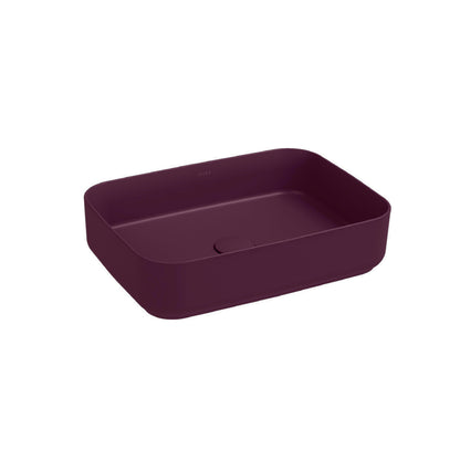 Lavabo d'appoggio rettangolare senza foro BathCore serie Infinity 50x36 color Bordeaux Opaco