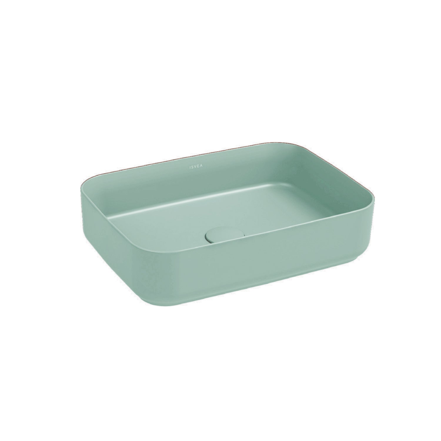 Lavabo d'appoggio rettangolare senza foro BathCore serie Infinity 50x36 color Menta Opaco