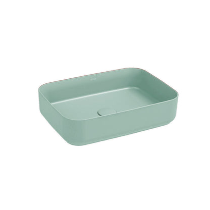 Lavabo d'appoggio rettangolare senza foro BathCore serie Infinity 50x36 color Menta Opaco