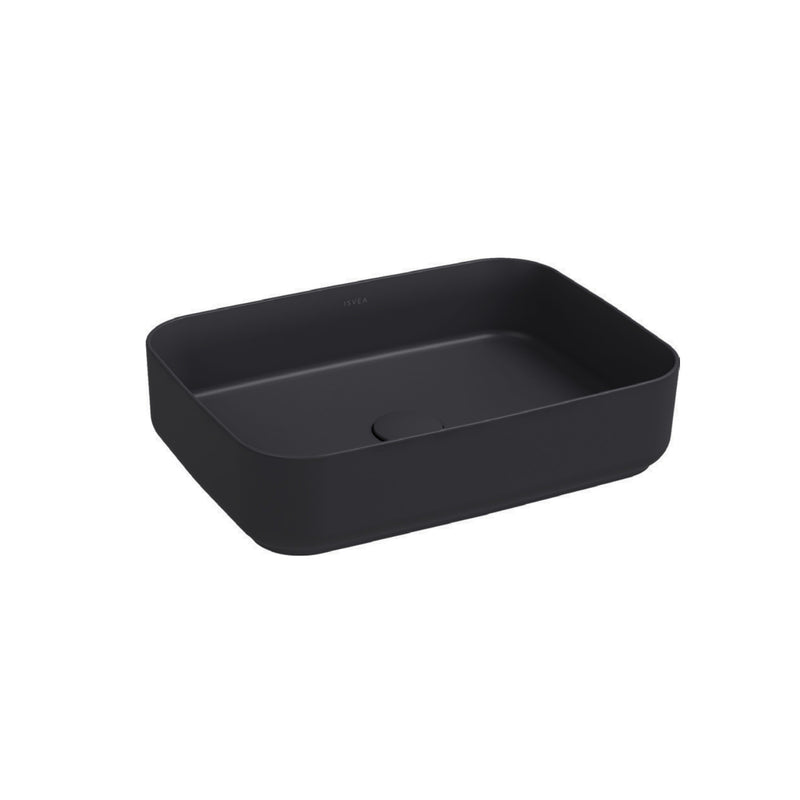 Lavabo d'appoggio rettangolare senza foro BathCore serie Infinity 50x36 color Nero Opaco