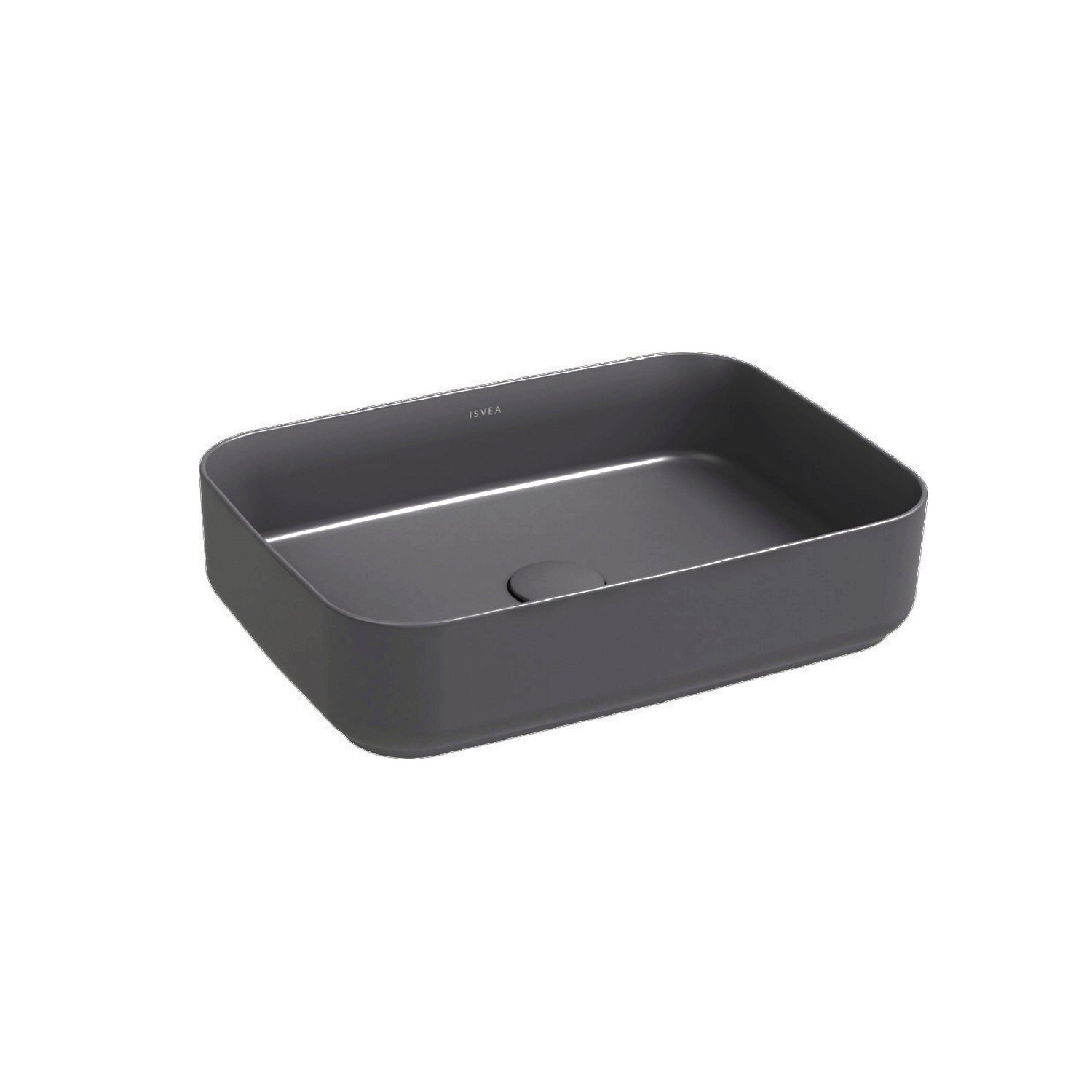 Lavabo d'appoggio rettangolare senza foro BathCore serie Infinity 50x36 color Antracite Opaco