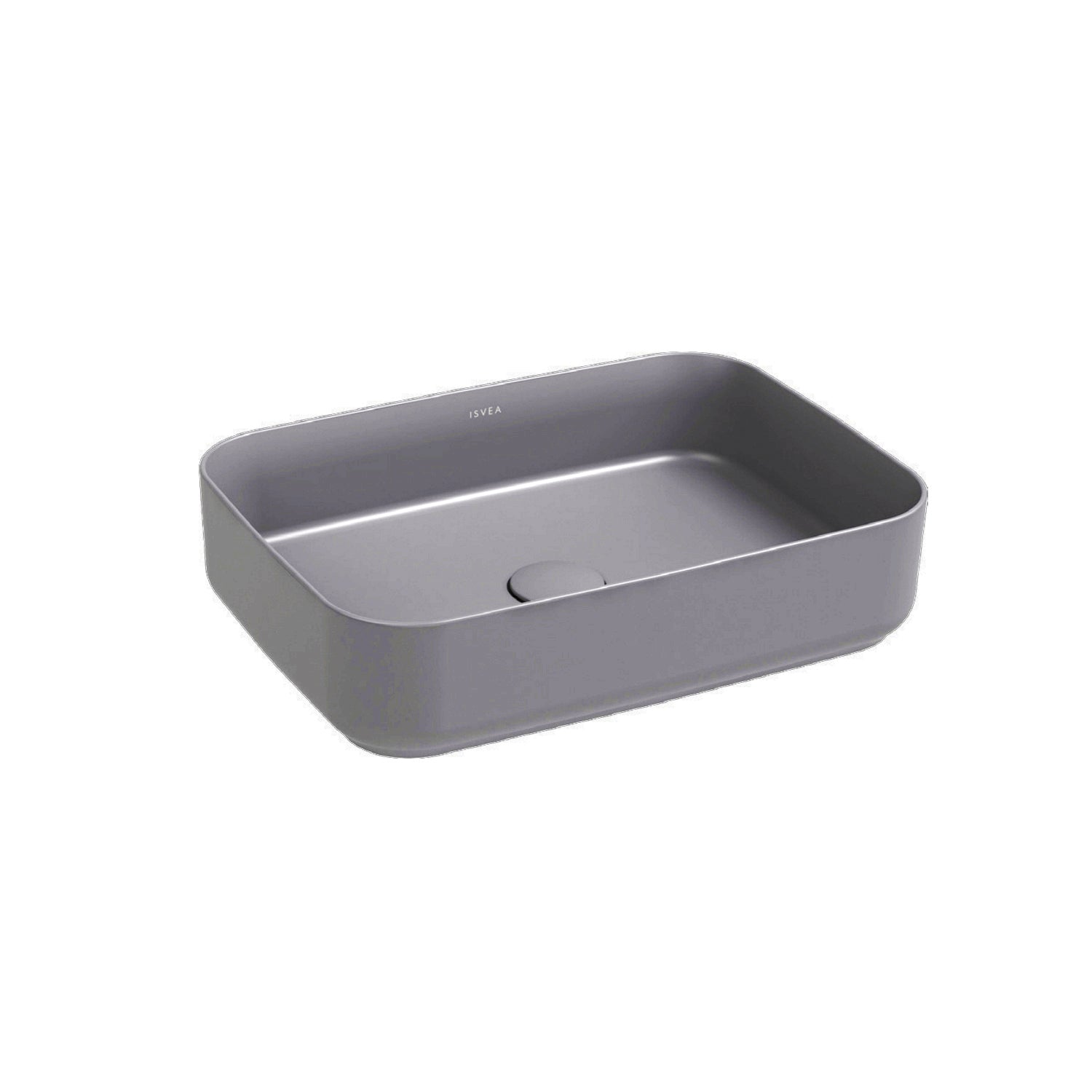 Lavabo d'appoggio rettangolare senza foro BathCore serie Infinity 50x36 color Grigio Pietra Opaco