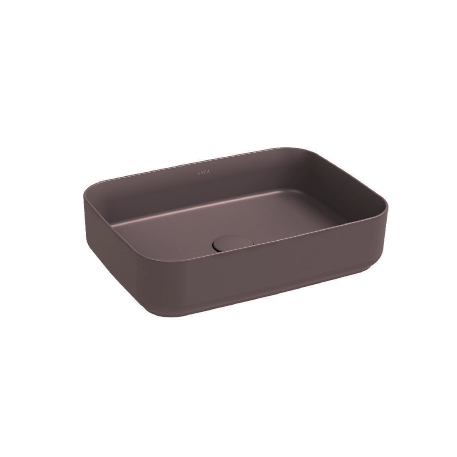 Lavabo d'appoggio rettangolare senza foro BathCore serie Infinity 50x36 color Tortora Opaco