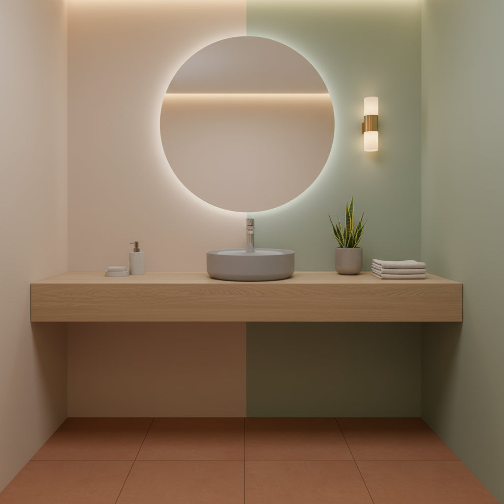 Lavabo d'appoggio tondo con foro BathCore serie Infinity 42 cm color Grigio Pietra Opaco