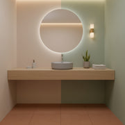 Lavabo d'appoggio tondo con foro BathCore serie Infinity 42 cm color Grigio Pietra Opaco