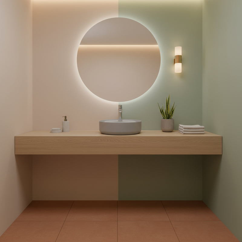 Lavabo d'appoggio tondo con foro BathCore serie Infinity 42 cm color Grigio Pietra Opaco