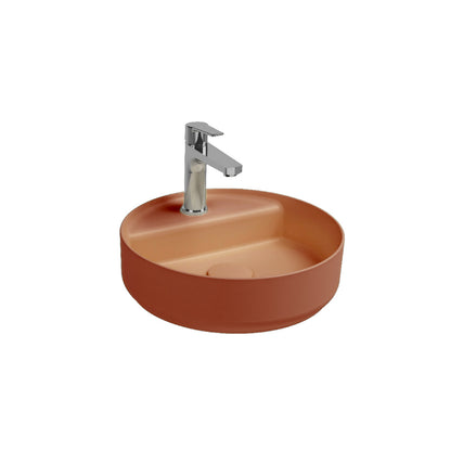 Lavabo d'appoggio tondo con foro BathCore serie Infinity 42 cm color Terracotta Opaco