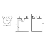 Lavabo d'appoggio tondo con foro BathCore serie Infinity 42 cm color Bordeaux Opaco