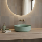 Lavabo d'appoggio tondo senza foro BathCore serie Infinity 36 cm color Menta Opaco