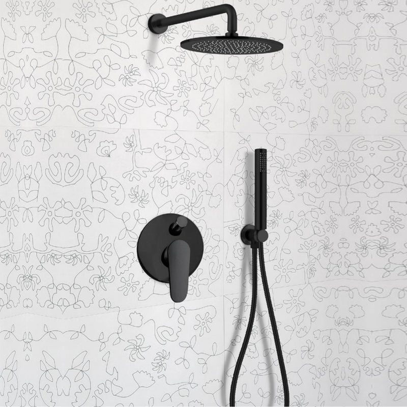 Kit doccia + soffione cilindrico in ottone nero opaco serie winter Keller Taps by CeramicStore | Lo specialista del tuo bagno