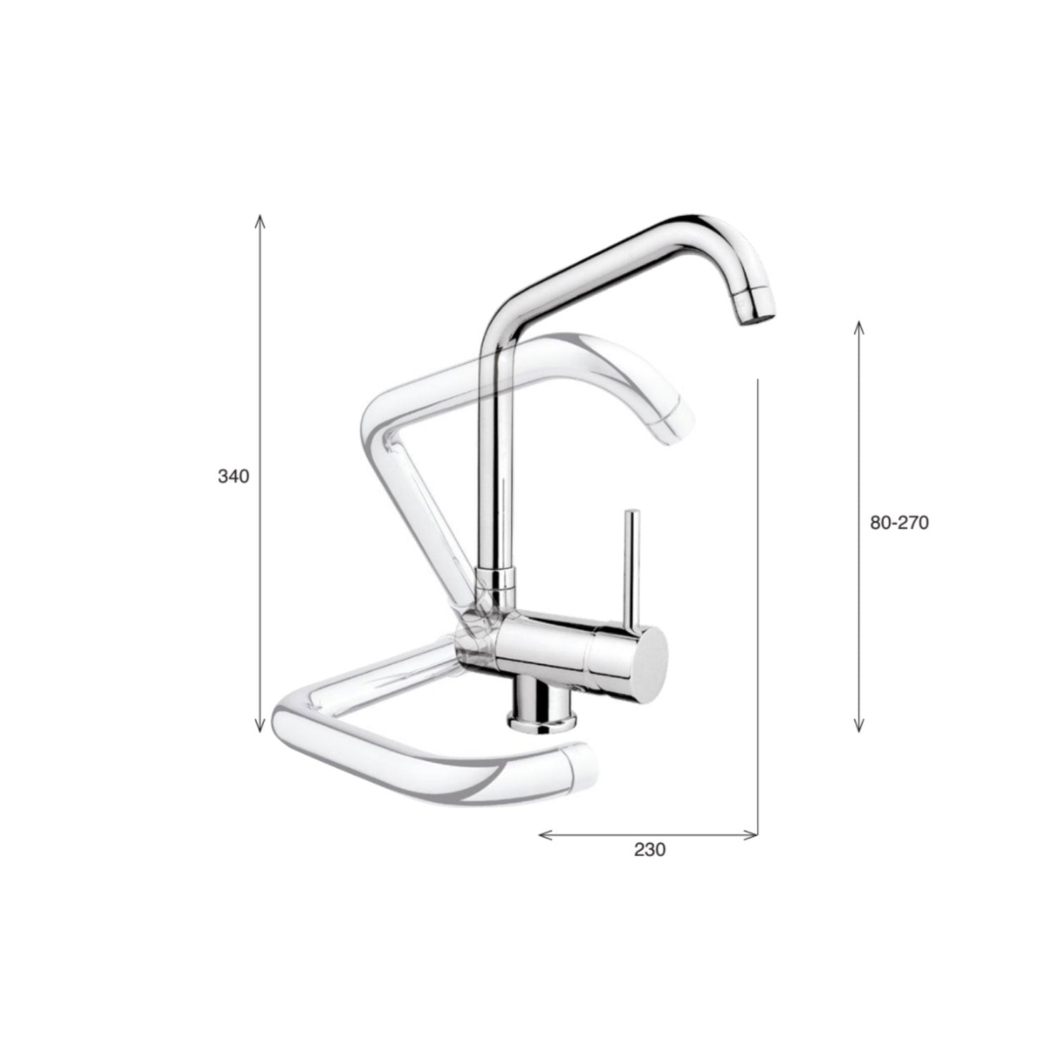 Miscelatore cucina ribaltabile per sottofinestra in ottone cromato serie Saturno Keller Taps by CeramicStore | Lo specialista del tuo bagno