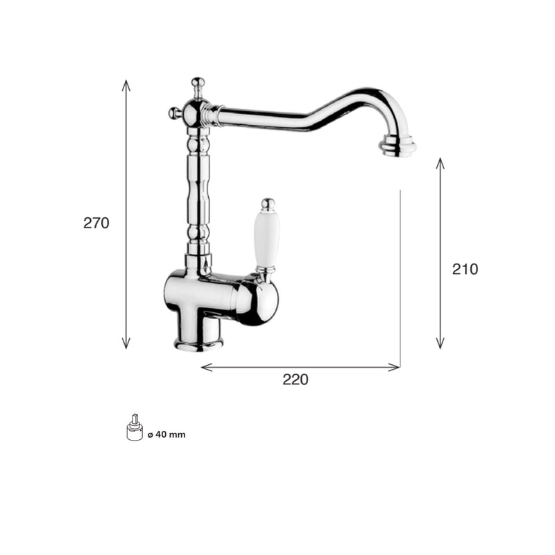Miscelatore cucina bocca antica in ottone cromato modello Anya Keller taps by CeramicStore | Lo specialista del tuo bagno