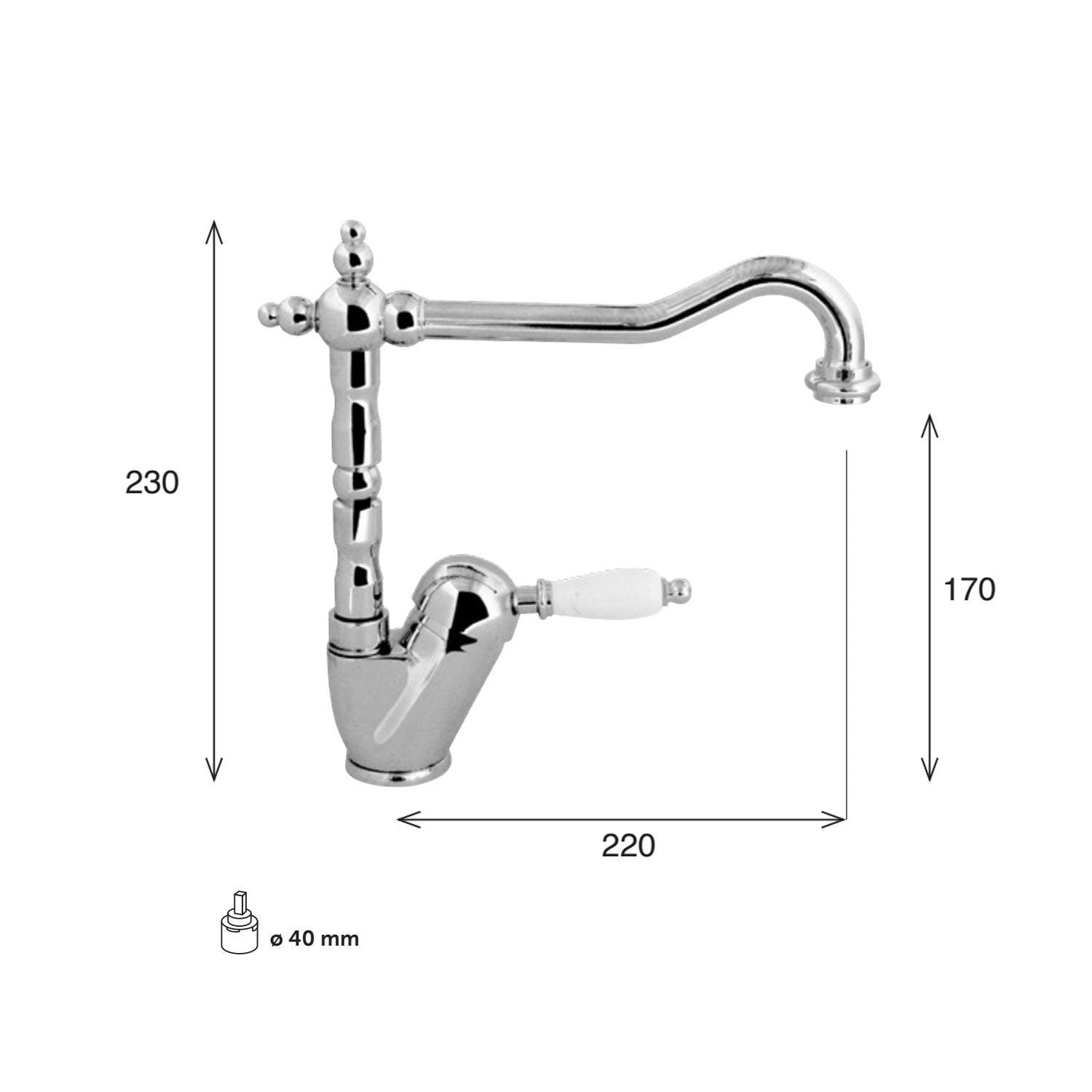 Miscelatore cucina dalla bocca antica in ottone cromato modello Anya Keller taps by CeramicStore | Lo specialista del tuo bagno