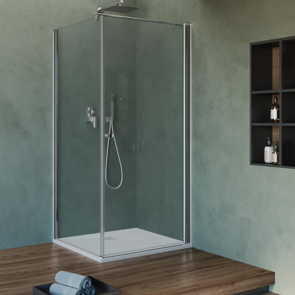 Box Doccia cm 70x80 con porta apertura battente e parete fissa in cristallo trasparente 6 mm by CeramicStore | Lo specialista del tuo bagno
