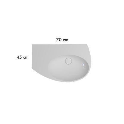 Lavabo Sospeso con piano d'appoggio laterale 70x45 cm Ceramica Globo Mode - vasca a destra by CeramicStore | Lo specialista del tuo bagno