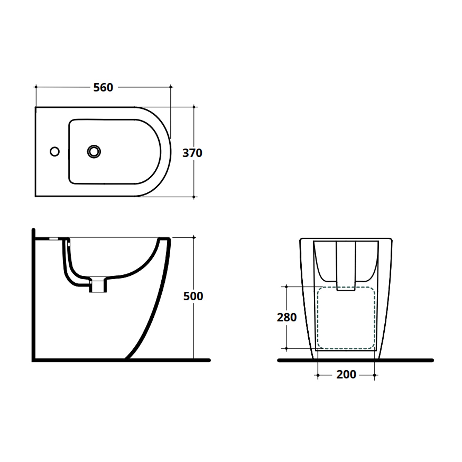 Bidet filoparete traslato h 50 cm modello Cover XL Ceramica Althea