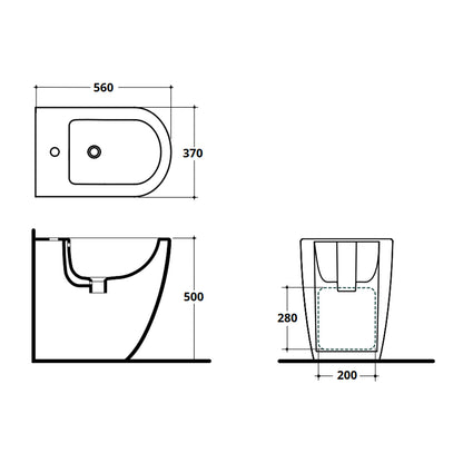 Bidet filoparete traslato h 50 cm modello Cover XL Ceramica Althea