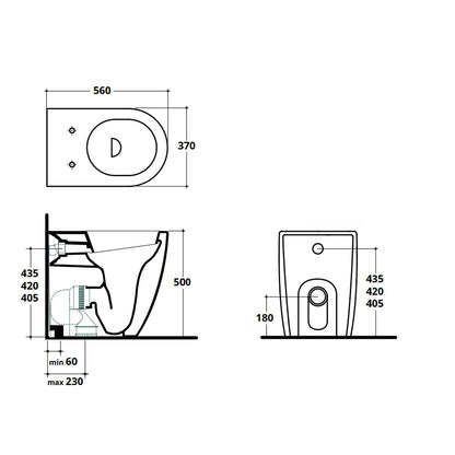 Sanitari filoparete con scarico traslato h 50 cm modello Cover XL Ceramica Althea - sedile softclose