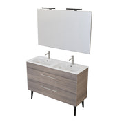 Composizione bagno sospesa Smack a 2 cassetti 118x62 con doppio lavabo, specchio con lampada LED olmo naturale by CeramicStore | Lo specialista del tuo bagno
