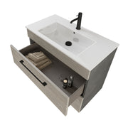 Composizione bagno sospesa Smack a 2 cassetti 80x62 con lavabo, specchio con lampada LED cement wood e cemento by CeramicStore | Lo specialista del tuo bagno
