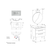 Composizione bagno sospesa Smack a 2 cassetti 80x62 con lavabo, specchio con lampada LED olmo bianco e cemento by CeramicStore | Lo specialista del tuo bagno