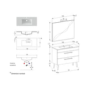 Composizione bagno sospesa Smack a 2 cassetti 100x62 con lavabo, specchio con lampada LED cement wood e cemento by CeramicStore | Lo specialista del tuo bagno