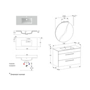 Composizione bagno sospesa Smack a 2 cassetti 100x62 con lavabo, specchio con lampada LED olmo naturale e cemento by CeramicStore | Lo specialista del tuo bagno