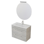 Composizione bagno sospesa Smack a 2 cassetti 80x62 con lavabo, specchio con lampada LED cement wood by CeramicStore | Lo specialista del tuo bagno