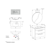 Composizione bagno sospesa Smack a 2 cassetti 80x62 con lavabo, specchio con lampada LED cement wood by CeramicStore | Lo specialista del tuo bagno