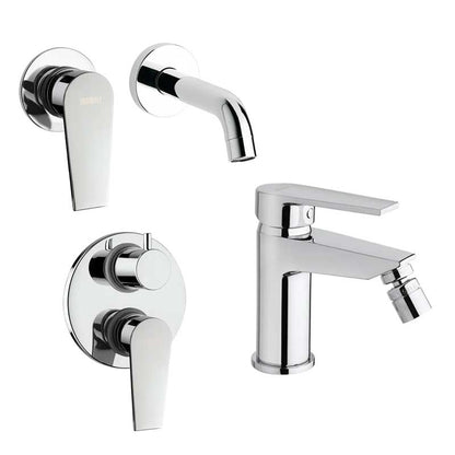 Set di rubinetti da bagno Lavabo Incasso e Bidet con scarico, Doccia Incasso con Deviatore finitura cromata collezione LOGOS+ di Mamoli Rubinetterie by CeramicStore | Lo specialista del tuo bagno