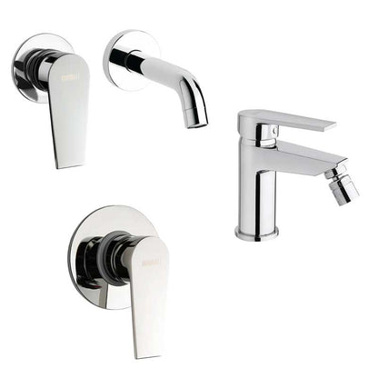 Set di rubinetti da bagno Lavabo Incasso, Bidet con scarico e Doccia Incasso finitura cromata collezione LOGOS+ di Mamoli Rubinetterie by CeramicStore | Lo specialista del tuo bagno